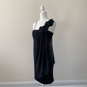 Max and Cleo - Black Asymmetrical Ruffled Cocktail Dress - Size 4